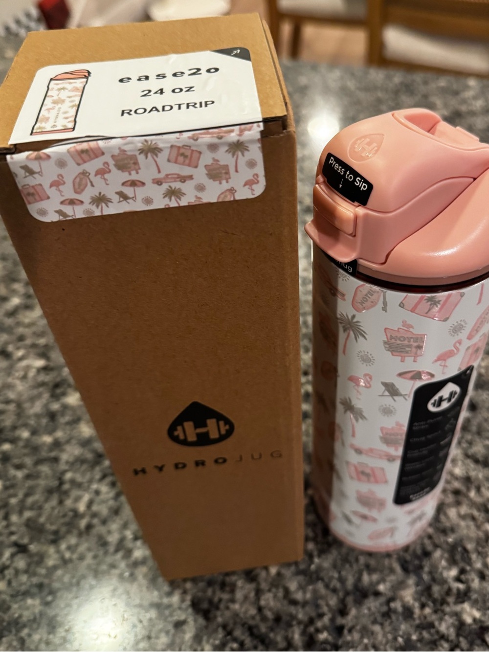HydroJug 24 oz Pink Roadtrip Patterned Insulated Bottle